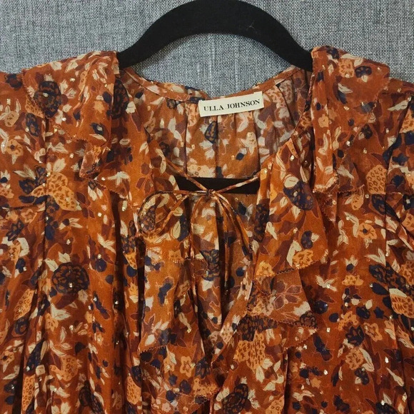 NWOT $595 Ulla Johnson Cecily Mini Dress Women's Poppy Rust Orange Size 6 - Picture 5 of 9